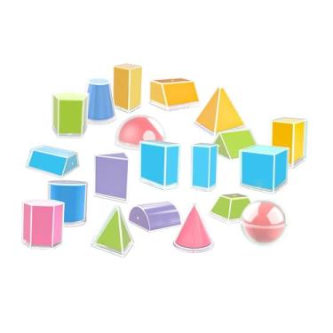 Imagem de YIJU 20 peças de formas geométricas dobráveis ​​3D, sólidos geométricos, auxiliares para professores, conjunto de geometria educacional para crianças,