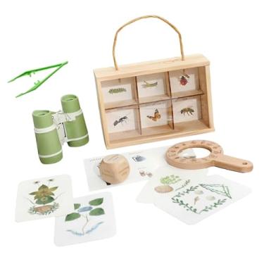Imagem de YIJU Kit de exploração infantil com lupa, cartas de missão, dados, conjunto de exploração ao ar livre com binóculos para caminhadas, trilhas e acampamentos