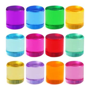 Imagem de YIJU Conjunto de 12 blocos de construção de arco-íris para crianças, educação infantil, pré-escola, aprendizagem infantil, blocos de cilindro de acrílico, Diâmetro 2.5cm