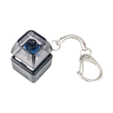 Imagem de Luwecf Teclado Portátil Versátil Acessórios Mecânicos Botões Teclado Fidget Chaveiro para Viagens Escritório Casa Aniversário, Preto