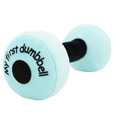Imagem de June Garden 6" My First Dumbbell - Plush Baby Rattle Toy - Safe Soft Barbell Workout Toy for Infants Boys and Girls - Blue