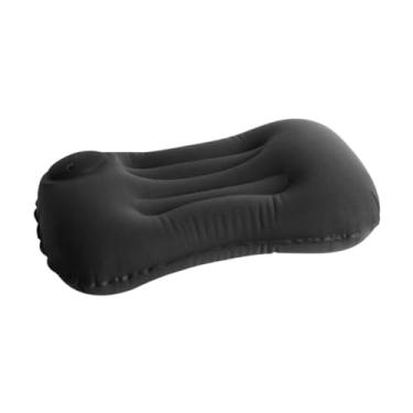 Imagem de FVDPWYE Travesseiro Inflável para Acampamento, Suporte Lombar, Travesseiro de Pescoço Confortável para Adultos, Homens E Mulheres, Fácil de Inflar E Desinflar, Preto