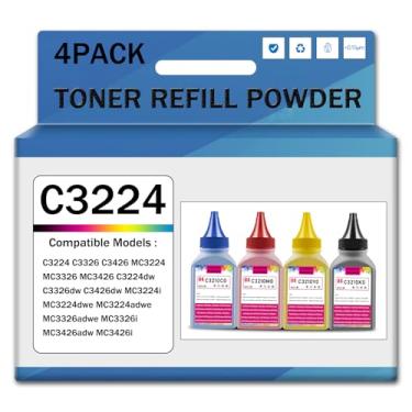 Imagem de Cartucho de toner em pó compatível C3224 para Lexmark C3210K0 C3210C0 C3210M0 C3210Y0, substituição para C3224 C3326 MC3224 MC3326 C3224dw C3326dw MC3224adadv Impressora nós, 4 PCS-1500 páginas