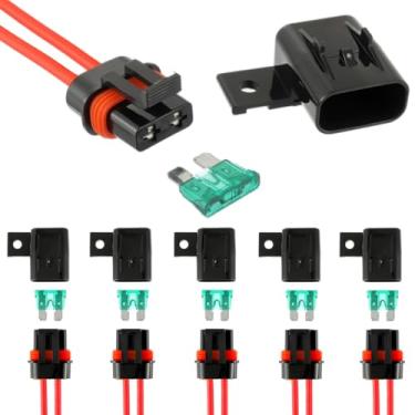 Imagem de BOJACK Porta-fusível em linha à prova d'água 12 V com tampa, suporte de fusível de lâmina ATO/ATC 12AWG 30A, circuitos de proteção à prova de intempéries automotivo/marítimo/veículo e equipamentos