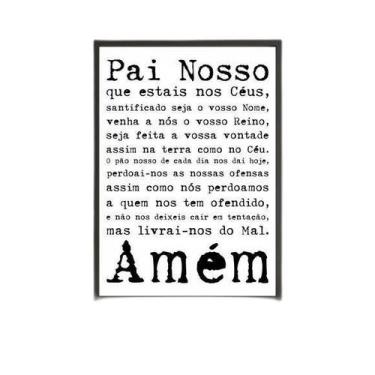 Imagem de Quadro Oração Pai Nosso 45X34Cm Com Vidro Moldura Preta - Quadros On-L