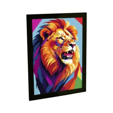 Imagem de Quadro Decorativo Leão Ilustração Pop Art Cores V2 Decoração Poster Quarto Sala