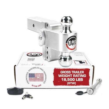 Imagem de Weigh Safe Suporte de bola de engate de reboque ajustável, engate de queda ajustável de 10 cm para receptor de 6,3 cm com conjunto de trava semelhante com chave de 2 peças, engate de reboque de
