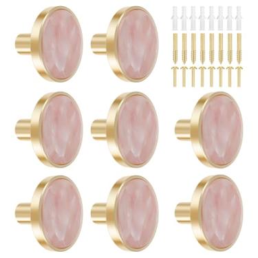 Imagem de WHSUNVO Conjunto de puxadores de gaveta de 8 peças de liga de zinco com parafusos, puxador de gaveta dourado, puxador decorativo requintado para móveis, fácil instalação para porta de cômoda de