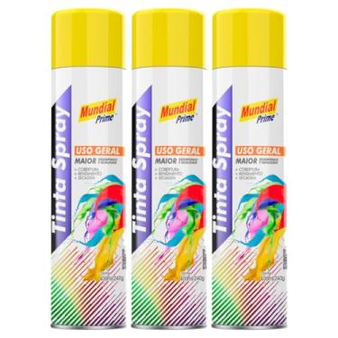 Imagem de Kit 3 Tinta Aerossol Spray Amarelo Bandeira Uso Geral 400ml/240g Mundial Prime