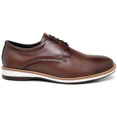 Imagem de Sapato Casual Masculino Sapatenis Oxford Derby Confortável Marrom Preto Couro Sintético Moderno (Marrom, BR, Adulto, Numérico, 43)