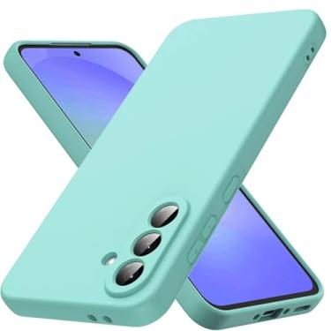 Imagem de Capa de silicone líquido para Samsung Galaxy A56 A55 A35 A34 A54 A15 A53 A73 A23 A32 A52 A51 A31 4g 5g Cobertura total macia (para A35/Lgreen)
