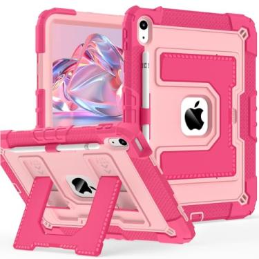 Imagem de Scnioy Capa para iPad (A16) 11ª geração 11 polegadas 2025, iPad 10ª geração 10.9 polegadas 2022, capa resistente I Pad 10ª geração com suporte para caneta grande alça de ombro, rosa rosa