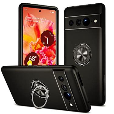 Imagem de SORAKA Capa para Google Pixel 7 Pro com suporte de anel invisível e placa de metal para montagem magnética em carro Capa rígida para PC Capa Google Pixel 7 Pro Capa resistente de nível militar