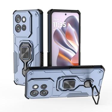 Imagem de SORAKA Capa para Motorola Edge 50 Neo com suporte metálico giratório de 360 graus peça de ferro magnética para suporte magnético para telefone de carro