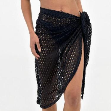 Imagem de Saída de Praia Sabrieli Saia Midi Envelope Feminina, UN, Preto