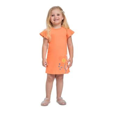 Imagem de Vestido Infantil em Meia Malha Bee Loop, Laranja, 6