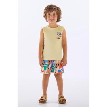 Imagem de Conjunto Regata e Short Infantil Up Baby, Amarelo, 2