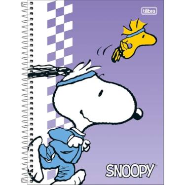 Imagem de Tilibra - Caderno Espiral Capa Dura Universitário 10 Matérias Snoopy Fit 160 Folhas - Capa Roxa - Snoopy Correndo