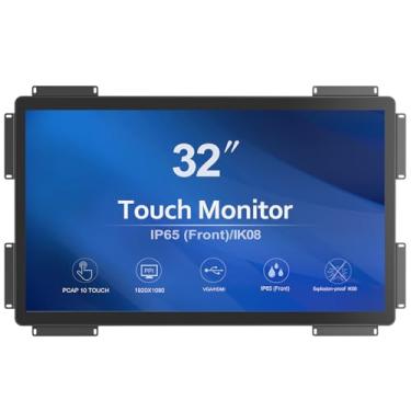 Imagem de GreenTouch 32 polegadas 10 pontos PCAP tela sensível ao toque tela sensível ao toque industrial monitor LCD HDMI+VGA+DVI porta de vídeo