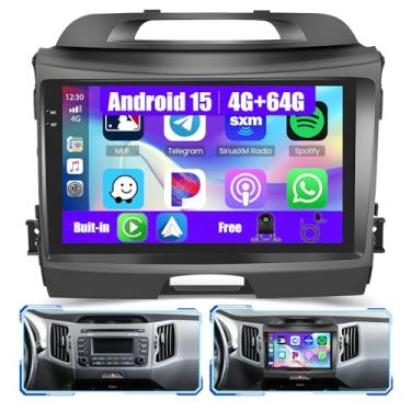 Imagem de Inefala [4G + 64G] Rádio veicular Android 15 para Kia Sportage 2010-2016 com carplay sem fio/Android Auto, tela sensível ao toque HD de 9 polegadas, estéreo veicular com GPS, Bluetooth, WiFi, FM/RDS
