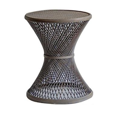 Imagem de Mesa de centro de design simples, mesa lateral retrô em forma de ampulheta, mesa de centro redonda para sala de estar, quarto, mesa pequena para espaços menores, ao ar livre, interior, mesa lateral