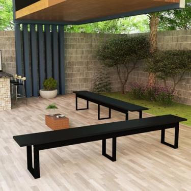 Imagem de Bancos Industrial MDF e Ferro Ideal para Conjunto de Mesa Varanda e Ambientes Gourmet (Preto)
