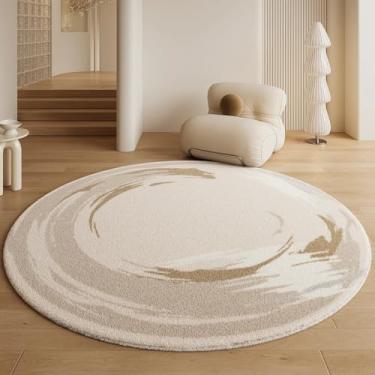 Imagem de Tapetes estilo creme para sala de estar, macios e fofos, redondos, decoração de quarto, penteadeira de luxo, tapete grosso e felpudo (300x300 cm/G)