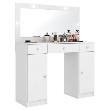 Imagem de Penteadeira Camarim Com Espelho 2 Portas 3 Gavetas Carisma D02 Branco - Mpozenato