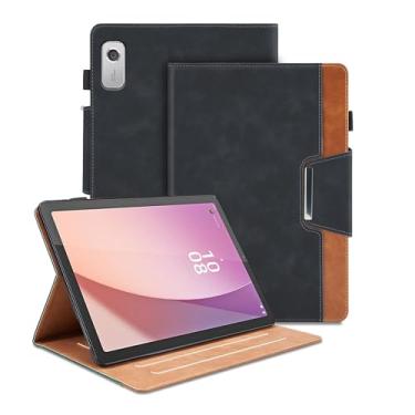 Imagem de Capa para Lenovo Tab M9 9 polegadas 2023 (TB-310FU)/Nook 22.9 cm Lenovo Tablet (2024) - suporte de visualização multiângulo com bolso e fecho magnético, capa protetora fólio de negócios de couro PU,