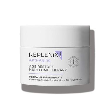 Imagem de Creme Noturno Anti Idade para Rosto e Pescoço com Ceramidas e Chá, REPLENIX 895, Branco