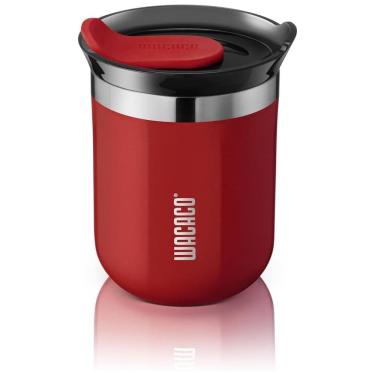 Imagem de Copo para Café 180 mL Isolado a Vácuo Aço Inox Duplo com Tampa, WACACO Octaroma, Vermelho