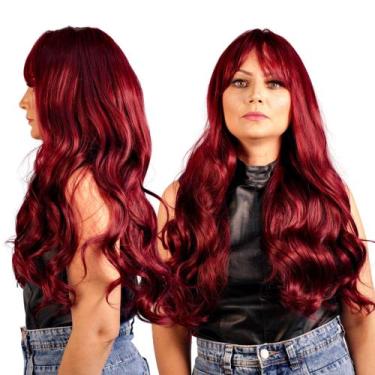 Imagem de Peruca Super Natural Ondulada com Franja Orgânica Com Ajuste Interno +