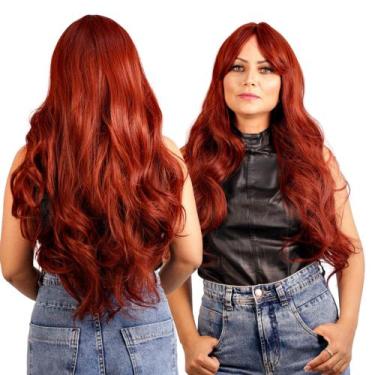 Imagem de Peruca Super Natural Ondulada com Franja Orgânica Com Ajuste Interno +