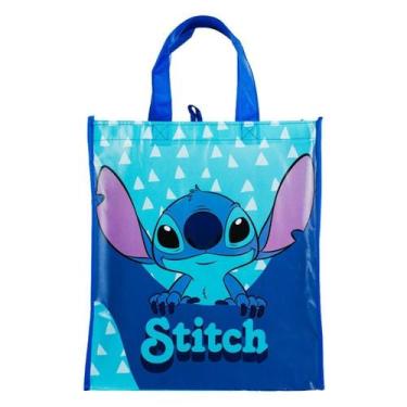Imagem de Sacola Feira Reutilizável Azul Stitch 39x35cm - Disney