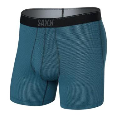 Imagem de SAXX Cueca boxer masculina de malha de secagem rápida com suporte embutido, roupa íntima masculina, Storm Blue, P