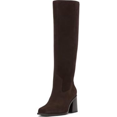Imagem de Vince Camuto Bota de cano alto feminina Sangeti Wide Calf, Brownie Suede, 42