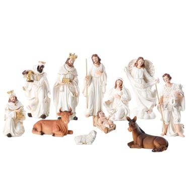 Imagem de MUMTOP Conjunto de presépio – Presépio de Natal de 21 peças para decoração de interiores, presépio de resina para decoração de interiores, presépio de resina para mesa, feriados, casa, capela