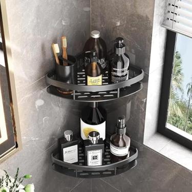 Imagem de Kit 2 Prateleira Para Banheiro de Canto Porta Shampoo Sabonete Nicho Organizador Cozinha Lavanderia Aluminio Resistente Estilo Industrial Clean