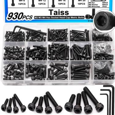 Imagem de Kit de sortimento de parafusos Taiss 930PCS M2 M3 M4 com porcas e arru