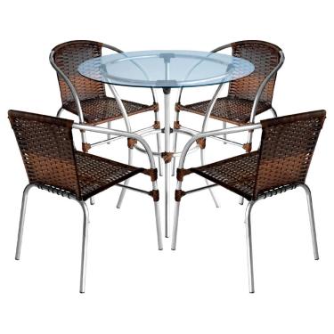 Imagem de Conjunto Pool Mesa e 4 Cadeiras Aluminio Fibra Area Gourmet Acesse Moveis