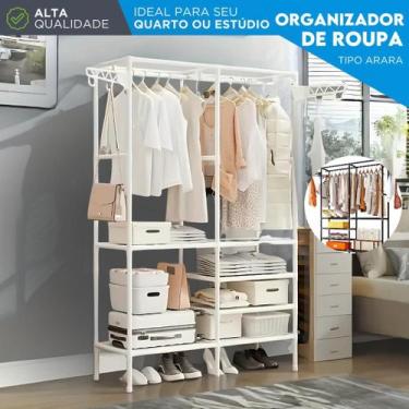 Imagem de Guarda Roupa Arara Portátil Organizador de Roupas COM Prateleiras e Di