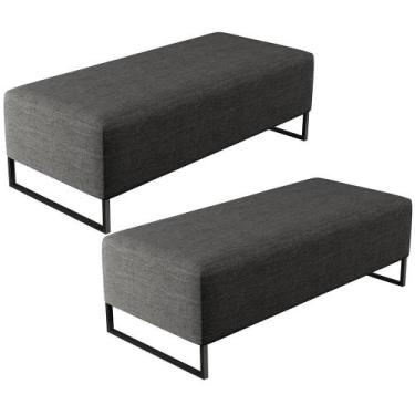 Imagem de Kit 02 Puffs Bali W01 Base Ferro 120X50 Cm Cinza Escuro - LYAM DECOR