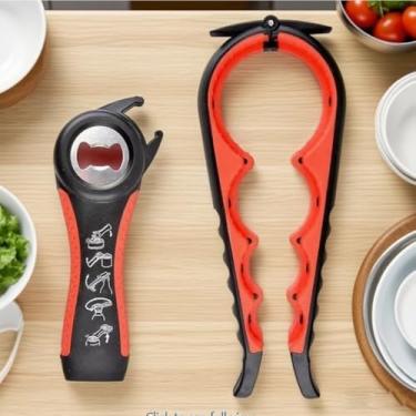 Imagem de Abridor de frascos 4 em 1 multifuncional, removedor de tampa de lata sem esforço para cozinha