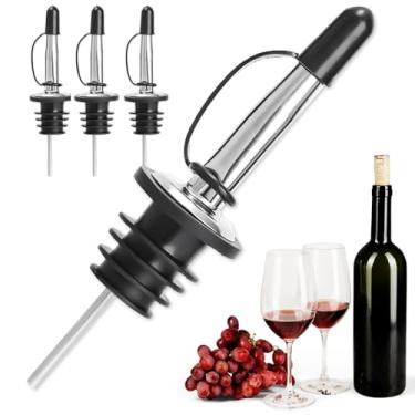 Imagem de 2 peças de aço inoxidável derramador de vinho duradouro fluxo de licor de vinho rolha de garrafa bico rolha para acessórios de garrafa (304)