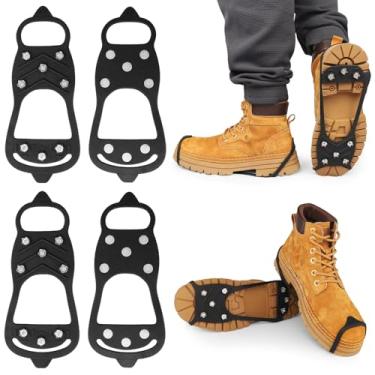 Imagem de Chuteiras de gelo para sapatos e botas com pontas antiderrapantes, 2025 novas pontas universais antiderrapantes para sapatos, capa de silicone antiderrapante com 8 dentes para corrida, caminhada