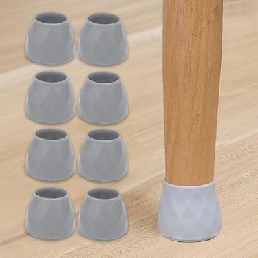 Imagem de 8 peças tapete de cobertura de perna de cadeira protetores de piso de madeira almofadas de silicone para móveis capa inferior antiderrapante anti arranhões tampas de pernas de mesa, cinza