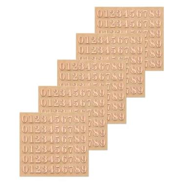 Imagem de Adesivos de resina com número de 5 folhas 3D pequeno 1 a 9 ouro rosa mini número adesivo metálico liga brilhante para resina álbum de recortes de unhas 3 mm