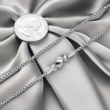 Imagem de Colar de corrente em tom prata para homens, colares de corrente masculina de 2 a 4 mm, correntes redondas de aço inoxidável para homens e mulheres, 40 a 76 cm, 24.0 Inch long, Aço inoxidável, Sem