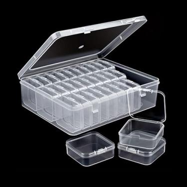 Imagem de Generic Pequena caixa de armazenamento de plástico transparente moderna, 14 peças, tampa articulada, retângulo, 12 x 10 x 6 cm, 14 litros, para artes e artesanato, cosméticos e maquiagem, cartão