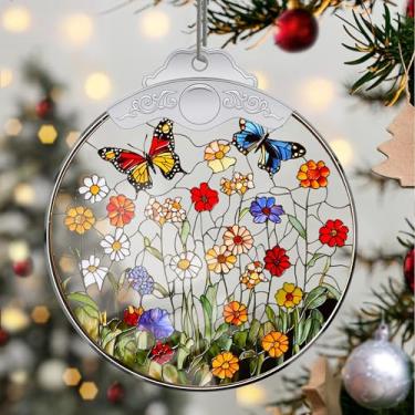 Imagem de Enfeites de Natal para pendurar em cristal de borboleta, enfeites de árvore de Natal feitos à mão, decoração de carro e casa - presentes de Natal, decoração de artesanato em acrílico, ideias de troca